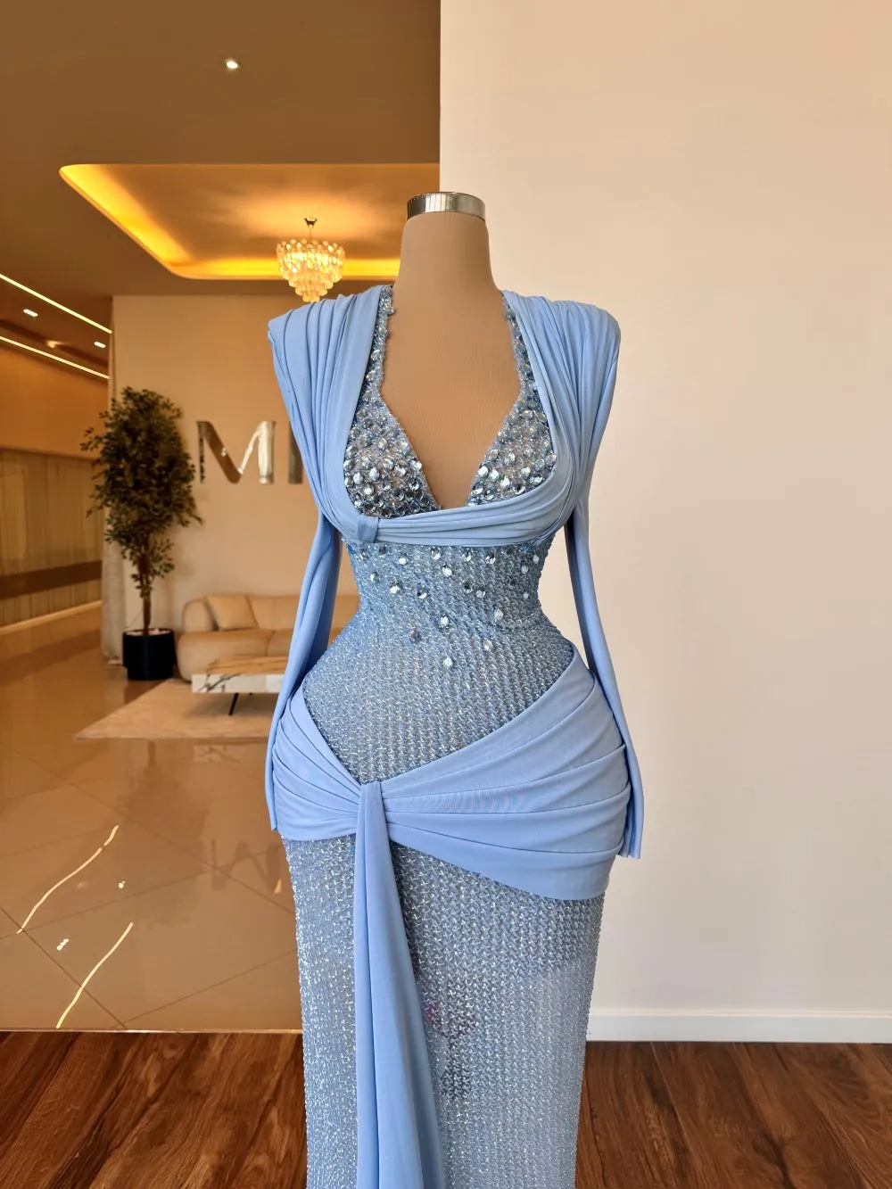 long babyblue dress